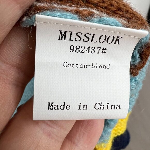 MISSLOOK Color Block Sweater Cardigan woman's size Large - Picture 6 of 9